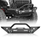 Textured Steel Front Bumper w/ Light for 07-26 Jeep Wrangler JK JL Gladiator JT