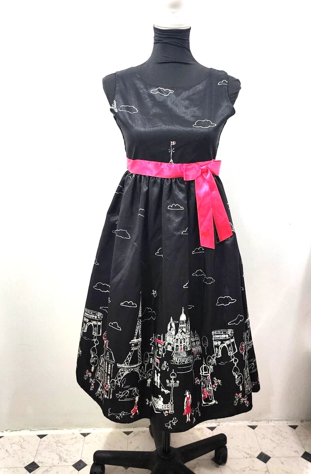 Vintage Rare Editions Paris Girls Dress Black Tea Length Sleeveless Size 14 - Image 4 of 4