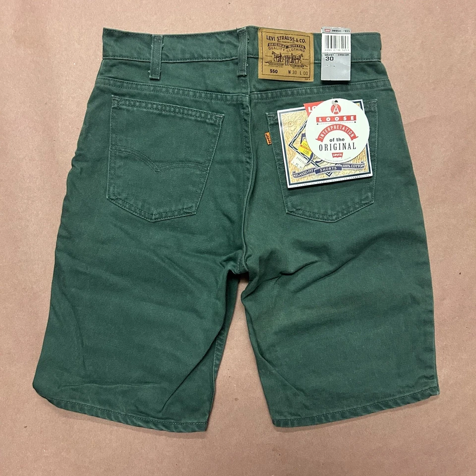 Pantalones Cortos Levis 550 Naranja Tab Años 90 De Colección, Sin Stock, Nuevos Con Etiquetas Verdes, Talla 30w