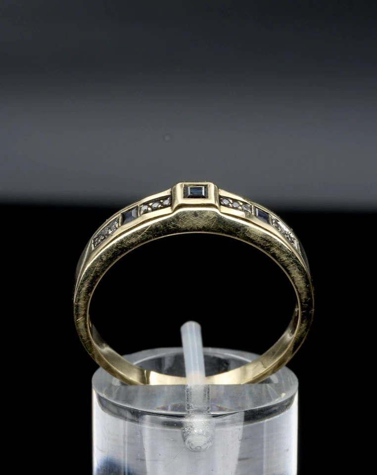 750/- 18 Karat Gelbgold mit Diamanten, Saphiren, Ringgröße 62, guter Zustand. - Bild 3 von 4