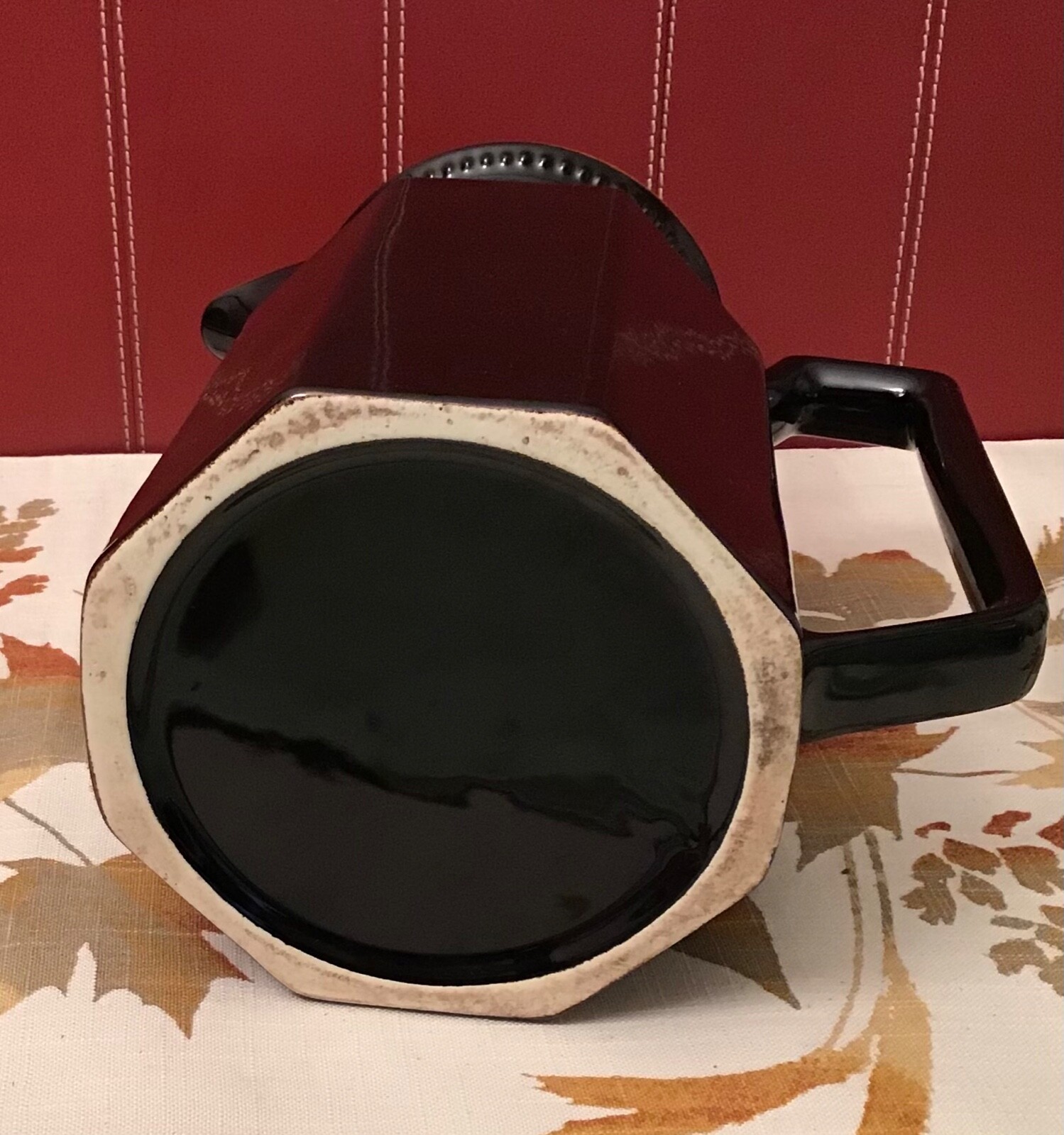 Sears Ironstone OCTAGON AMBER Carafe Coffee Tea Beverage Pitcher No Lid