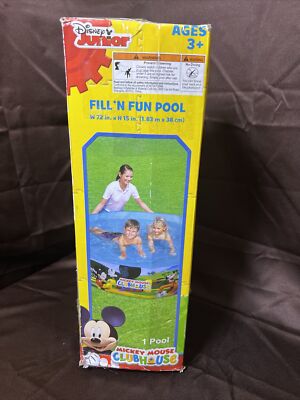 Disney Junior Fill 'N Fun Mickey Mouse Clubhouse Swimming Pool 198 Gallon  6’ New