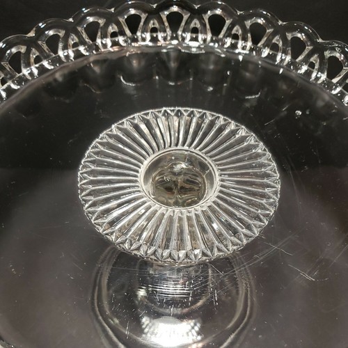Vintage Lead Crystal Open Lace Cake Dessert Stand Holder 10.25" x 7" T **READ - Picture 4 of 5