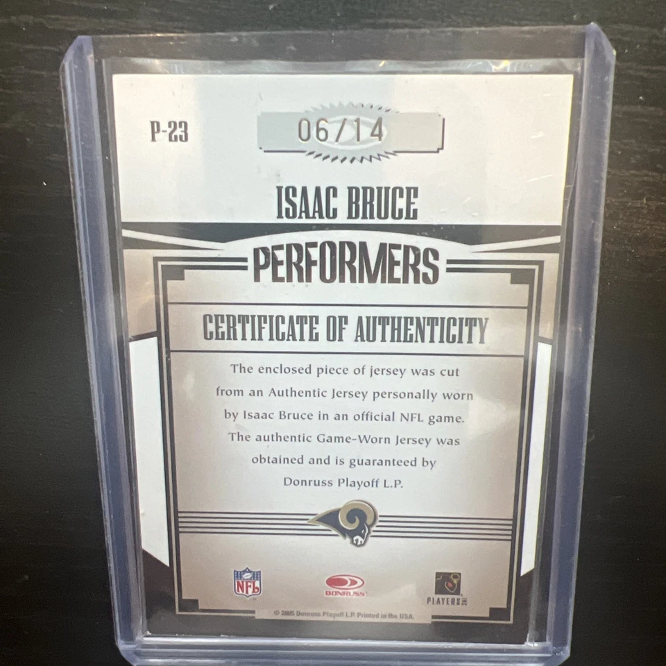 2005 donruss gridiron gear Isaac Bruce Game Worn Team Logo Patch /14 - Image 2 of 4