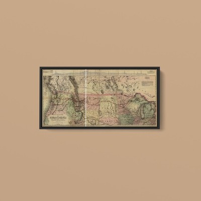 Vintage Maps - Lake Superior to the Pacific Ocean - Art Print on Paper or Canvas