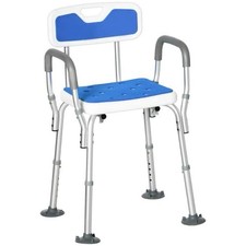 Adjustable Shower Chair with Arms Back Non-Slip Bath Stool for Elderly