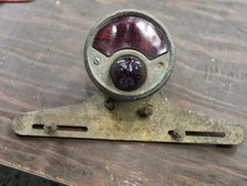 Vintage Antique Tail Light Lamp With License Plate Bracket With Stop On Glass