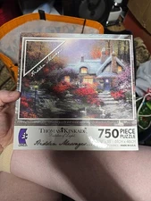 Ceaco Thomas Kinkade 750 Pcs Evening At Swanbrooke Cottage NIBS Hidden Messages