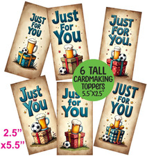 6 TALL Card Toppers Male Beer Gifts Vintage CRAFTS/Tags/Bookmarks/Cardmaking