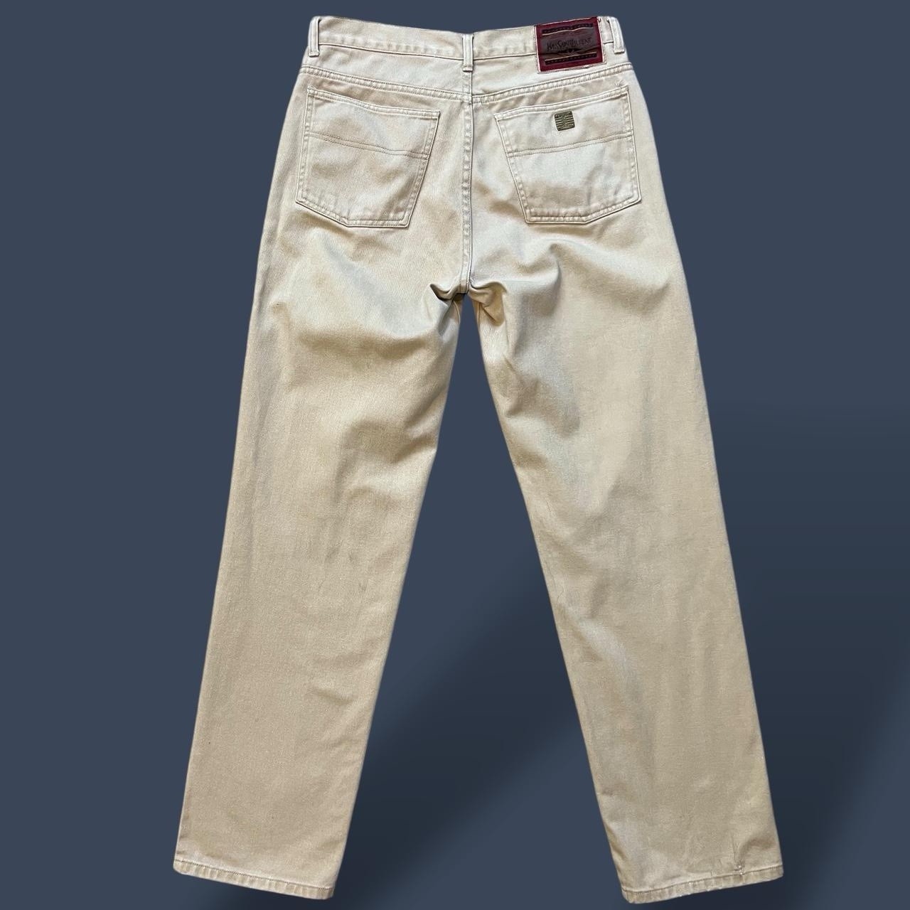 Jeans Yves Saint Laurent YSL gamba dritta relaxed designer W33 L33 beige crema