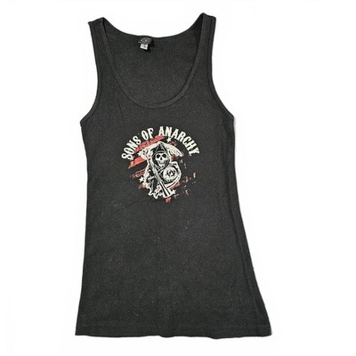 Sons of Anarchy Women's Tank Top Large Black Red Motorcycle Biker Grim Reaper