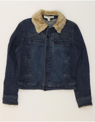Tommy Hilfiger Damen Petite Crop Jeansjacke UK 14 mittelblau geblümt CS04