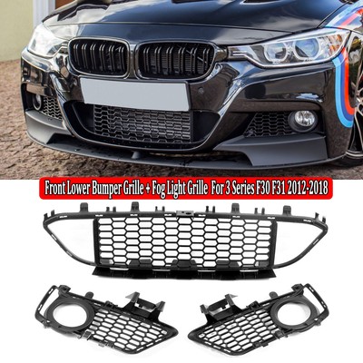 3x Stoßstangengitter Schwarz Nebelscheinwerfer Für BMW F30 F31  2011-19 M SPORT