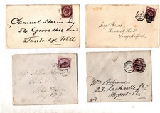 c1890 QV 4 1d Lilac Envelopes London Duplex High St BO Tunbridge Wells Rear