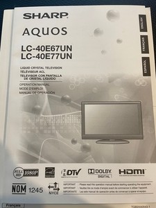 Sharp Aquos LC-40E67UN LC-40E77UN TV Operation Manual MINT NR