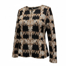 St. John Knits Geometric Jacquard Zip-Front J...