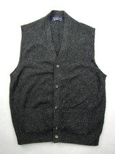 Vtg Brooks Brothers Made in England Sweater Vest Lambswool Speckled Knit Pockets