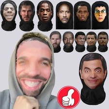 Realistic 3D Face for Men Women Cosplay Mask Full Face Hip Hop Balaclava Hood Ha