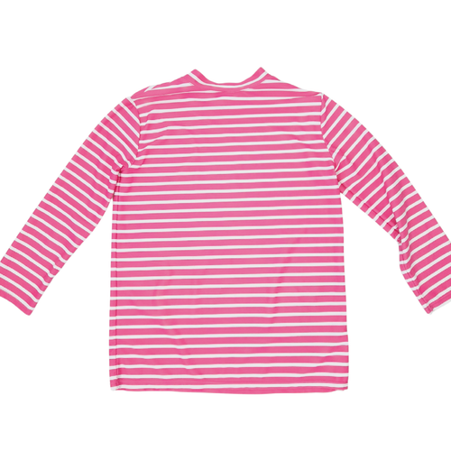 ELK American Classic Rashguard Girls Size 12 Pink White Stripe Long Sleeve Top - Picture 2 of 3