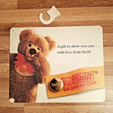 STEIFF MOLLY BEAR POINT OF SALE DOUBLE SIDED DISPLAY SIGN WITH ORIGINAL HANGER