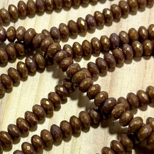 Czech Glass Rondelle Spacer Beads 4x7mm Bronze Fusion tire/donut beads 42pc J813