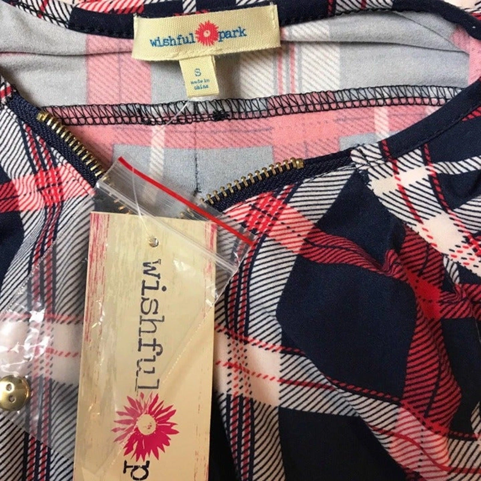 VETEMENTS Camicia a quadri Wishful Parks rosso bianco blu donna taglia small nuova con etichetta