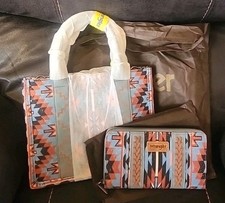 New Wrangler Montana West Boho Aztec Blue Tote Purse Wallet