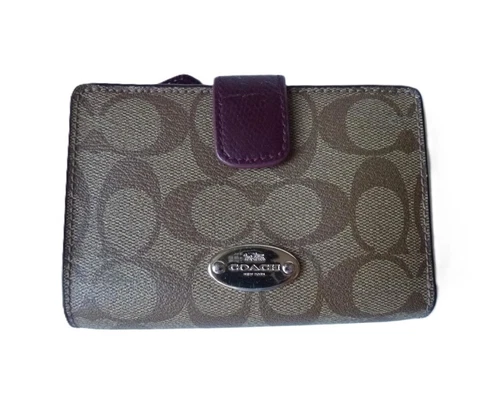 Portafoglio Coach monogramma logo rivestito in tela