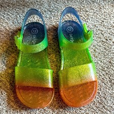 Kids Cat  Jack Jelly Glitter Sandals - Green Blue Orange SZ 12