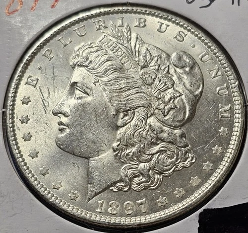 A 1897 BU MORGAN SILVER DOLLAR UNC MS+++