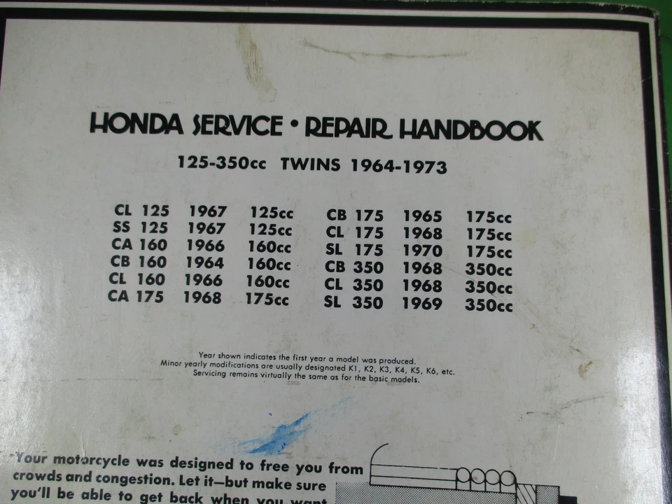 Clymer 1964-1973 Honda CB / Cl160 CB/CL / Sl175 Servizio Repair Manuale 214 - Immagine 3 di 4