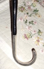 VTG GUCCI TAG Stamped 800 SILVER HANDLE UMBRELLA Black Parasol FOR RESTORATION