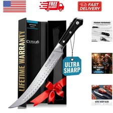 Butcher Knife – 10″ Cimeter Breaking Knife, Razor Sharp Forged High Carbon Ge...