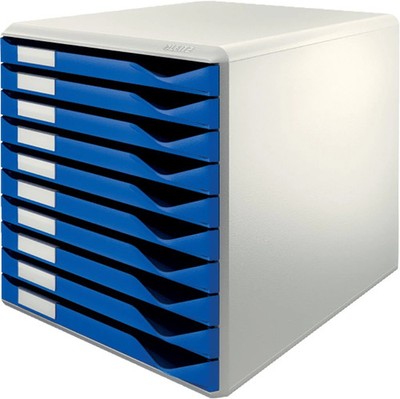 LEITZ Schubladenbox Formular-Set, 10 Schübe, lichtgrau/blau 1 bis 12x SPARE 10%