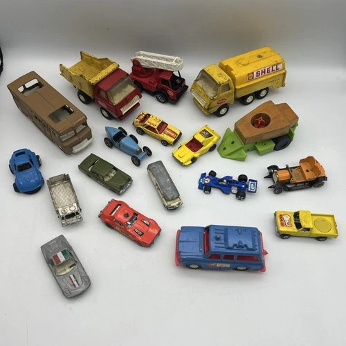 MTB-Lot Vintage Diecast Toy Cars Trucks Tonka Mattel Matchbox Hot Wheels Tootsie