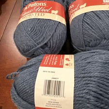 Lot Of 3 Skeins Patons Classic Wool Worsted New Denim Blue New