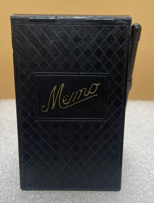 VNTG FOSTA   MEMO   Black Hinged Notepad  W/PENCIL Unused  2 x3.5  USA