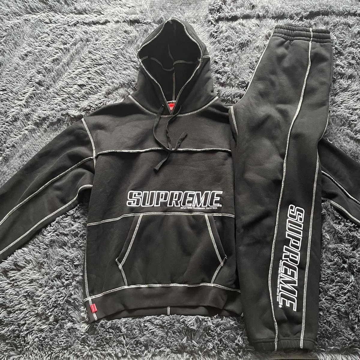 Supreme Cover Stitch Full Tracksuit Men's Size XL Black Brand new