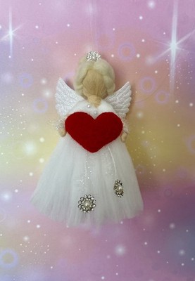 Engel/Fee/Filzfigur / Filzwolle/Dekor/ 15cm/Valentine s Day