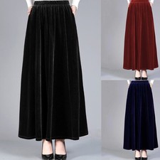 Samt Damen Freizeit Rock Hohe Taille Schmal Lang Aline Rock für den täglichen