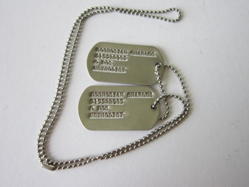 Original US MARINE VETERAN Dog Tags NAME SSN Blood Type RELIGION