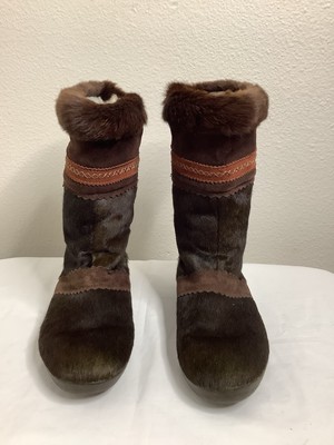 Technica Women s Fur boots  9 EU 40 Brown Pull Shearling Lined