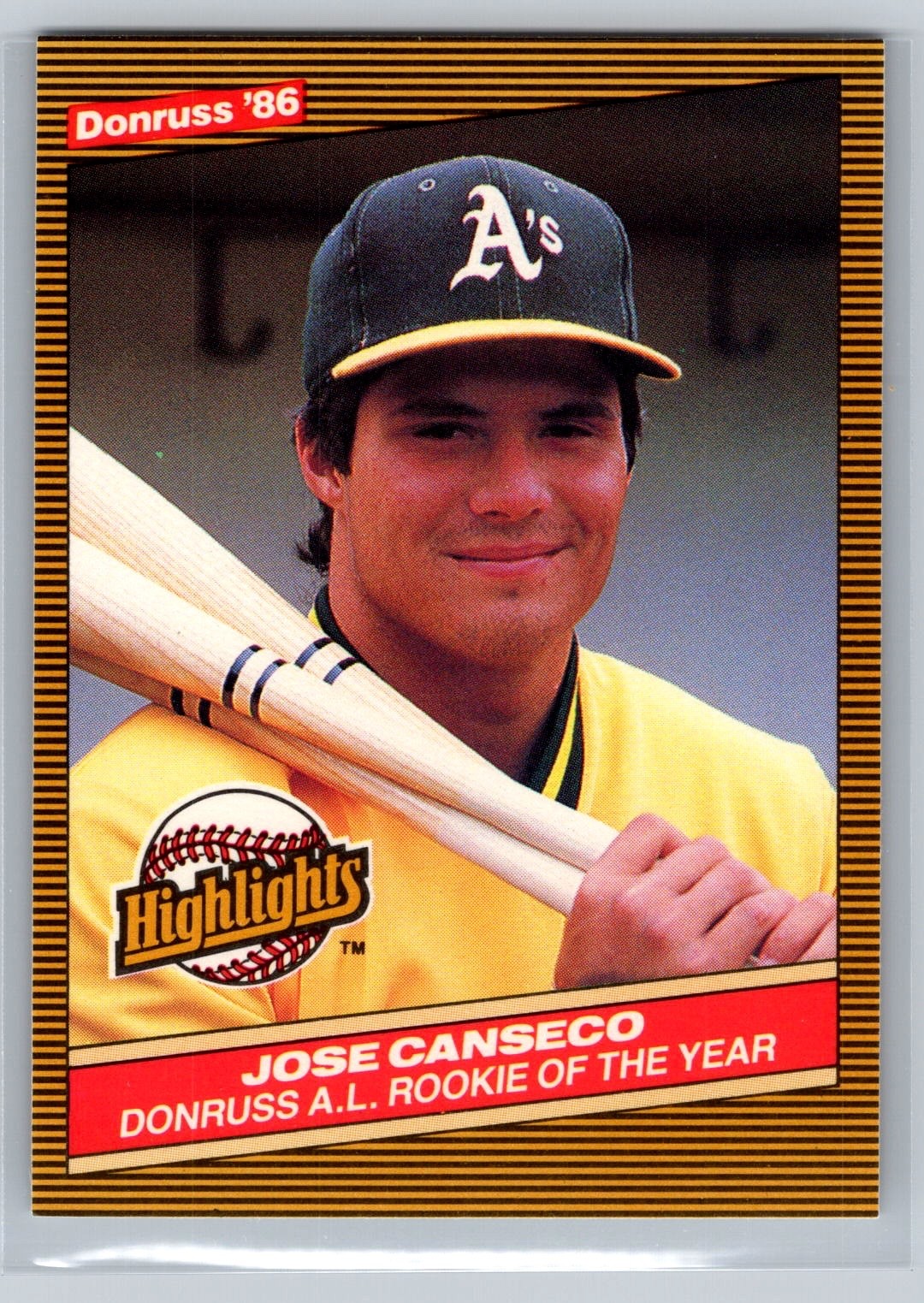 1986 Donruss Highlights #55 Jose Canseco Rookie Baseball Card