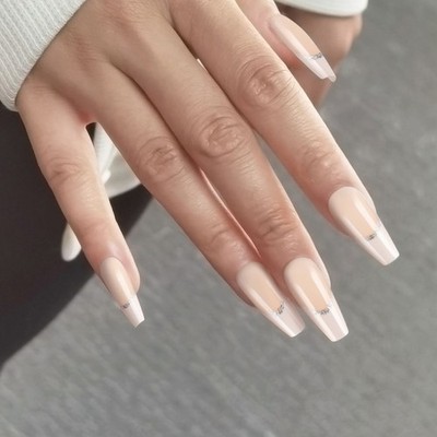 24Pcs Press On Nail Artificial Nail False Nail Glues On Nail French Nail Tips