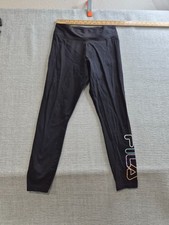 Fila Legging Pants Womens Medium Black Stretch High Waist Gym Trail Athleisure
