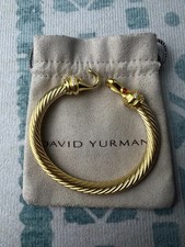 David Yurman 7mm Cable Cuff w/ Diamonds & 18K Gold bracele