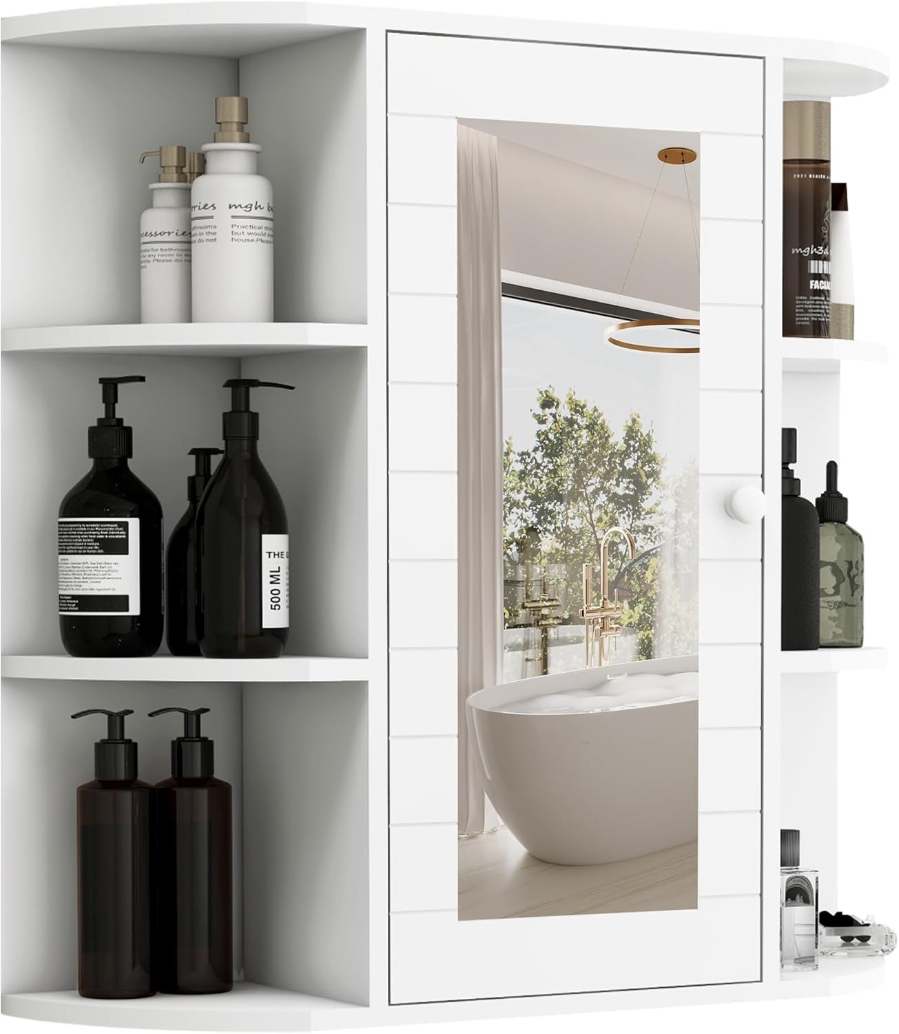 Wall-Mounted Bathroom Medicine Cabinet with Mirror Door Storage