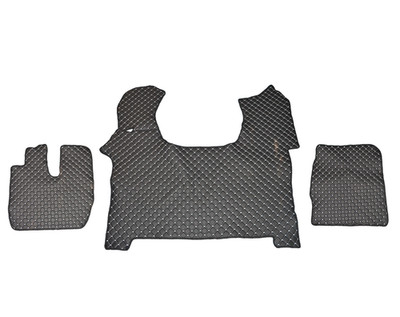 Schwarze Mit Weißen Eco-Leder Fußmatten Für Iveco Stralis S-WAY (2019 - 2021)