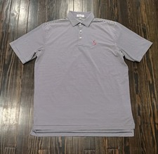 Peter Millar Summer Comfort Golf Polo Shirt Men  s Large Blue White Polyester