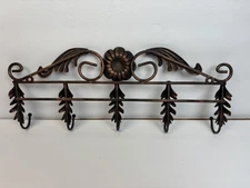 Metal Key Holder Wall Mounted 5 Hooks Hats Bags Organizer Rack Entryway 17”